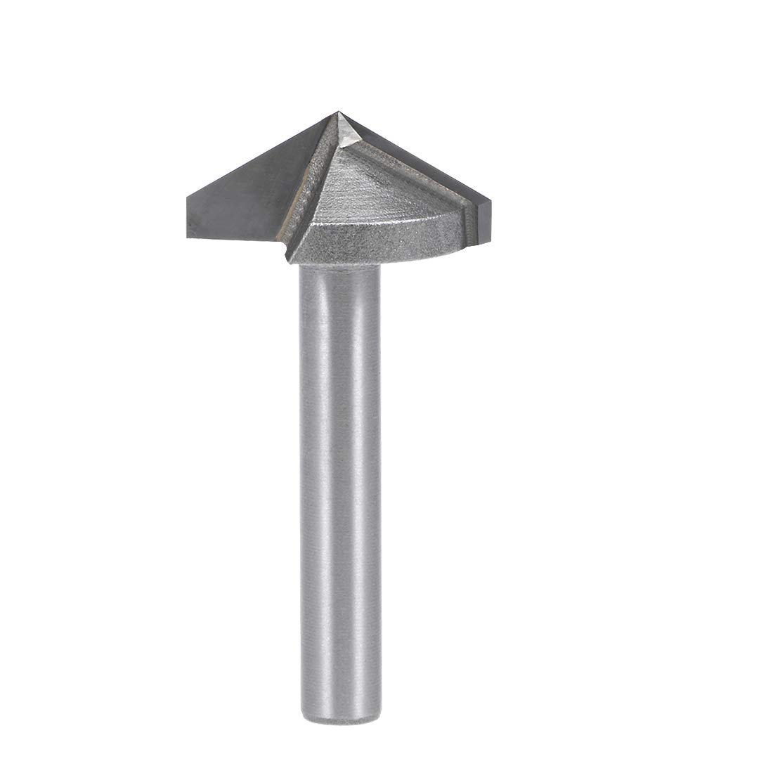 sourcing map 120 Degree V-Groove Router Bit 22mm Dia with 6mm Shank, Titanium Steel Tipped V Grooving Bit (Gray)