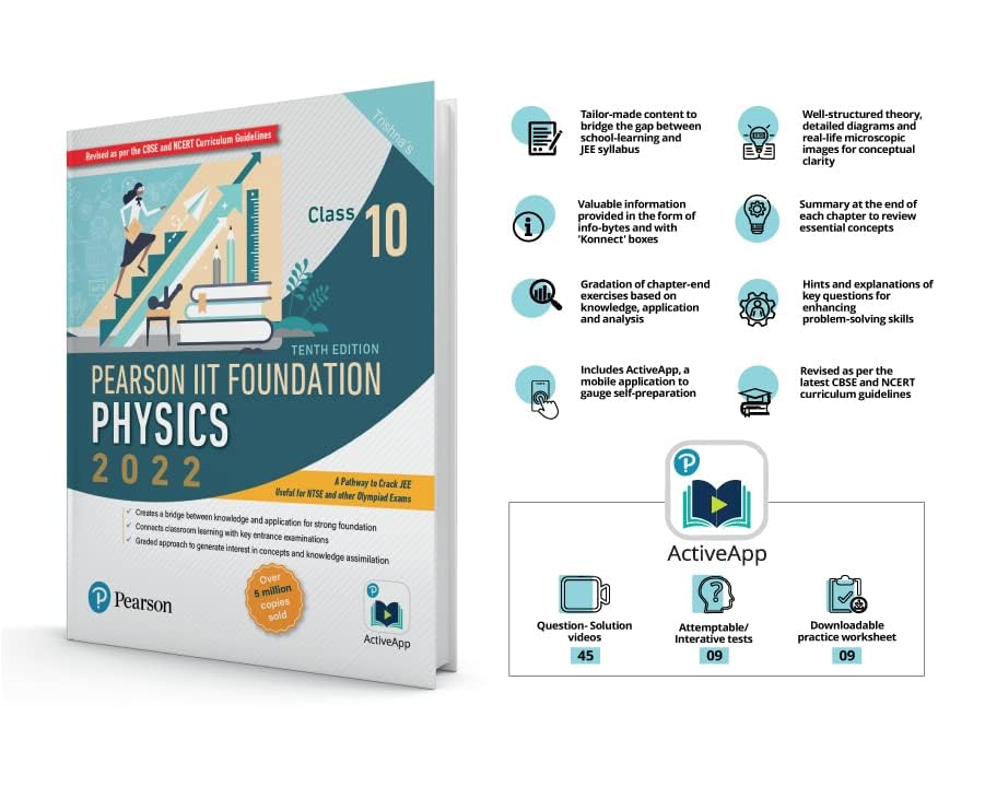 Pearson IIT Foundation Physics Class 10| for JEE, NTSE, Olympiad| Revised CBSE and NCERT'23|Free access to e-library for Self Preparation - Fifth Edition 2023 1