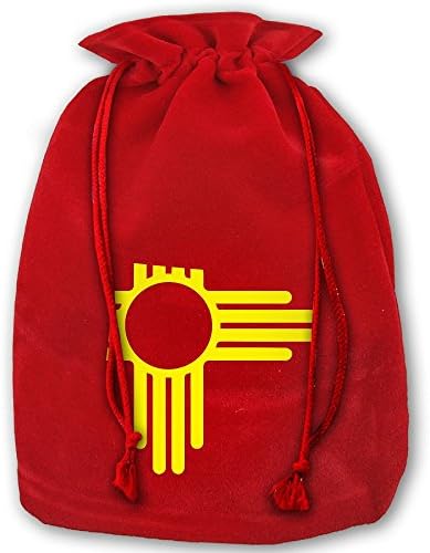 Stylish Drawstring Santa Sack Red New Mexico Flag Christmas Gift Bag Party Favor Bags For X-mas Size 13.8" X 17.7"