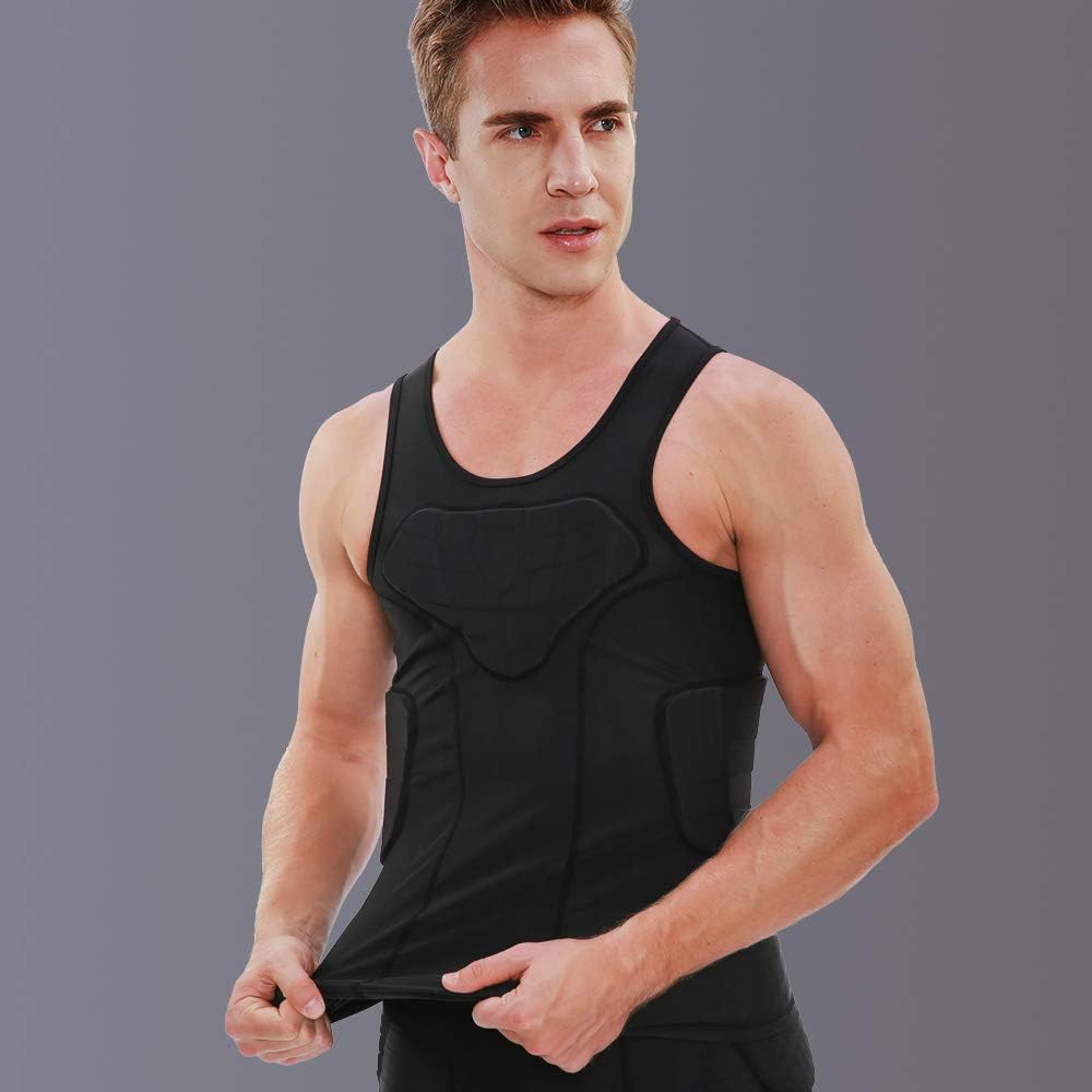 TUOY Men's Padded Quick Dry Vest with 4 Protective Shield Pad for Chest Ribs Back Protect Black : Sports & Outdoors