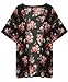 Yonala Women's Sexy Cardigan Blouse Bikini Swimwear Kimono Cover Up Beach Dress,Medium,Black