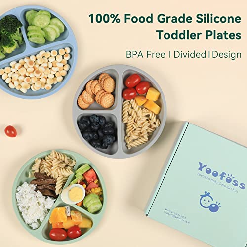 Yoofoss Toddler Plates with Lids Suction Plates for Baby 100