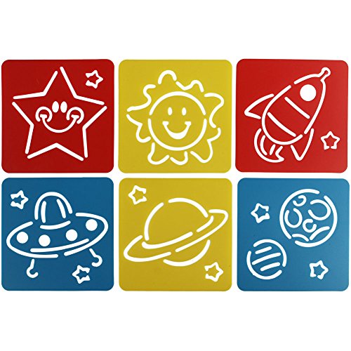 ScivoKaval 30 Pcs Painting Stencil Plastic Drawing Spraying Templates for Kids Crafts Washable Template Cute Patterns for School Projects Assorted Colors