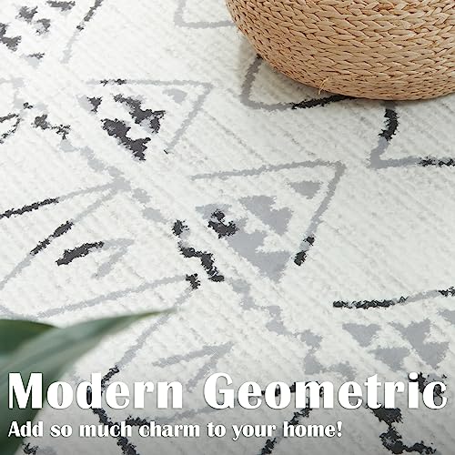 JINCHAN AREA RUG 3X5 MOROCCAN RUG WASHABLE RUG MODERN GEOMETRIC RUG NON SLIP ACCENT THIN RUG INDOOR DOOR MAT FLOOR COVER SOFT RUG CARPET FOR KITCHEN BEDROOM LIVING ROOM CREAM