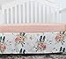 Crib Rail Guard Set Boho Floral Nursery Baby Bedding Ruffled Crib Skirt Crib Rail Cover Set (Ruffle Feather Floral)