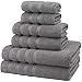 Premium, Luxury Hotel & Spa Quality, 6 Piece Kitchen and Bathroom Turkish Towel Set, Cotton for Maximum Softness and Absorbency by American Soft Linen, [Worth $78.95] (RockRidge Grey)