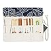 Knitting Needles Holder Case Rolling Organizer for Crochet Hooks Accessories, Mother's Day Gift (Navy Leaf)
