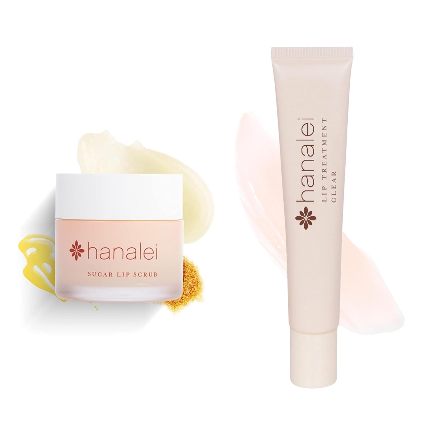 Hanalei Lip Care Products Set Duo – Sugar Lip Scrub & Kukui Oil Lip Treatment for Dry, Cracked, Chapped Lips – Exfoliate, Hydrate & Moisturize for Soft, Smooth Lips – Natural and Cruelty-free Image