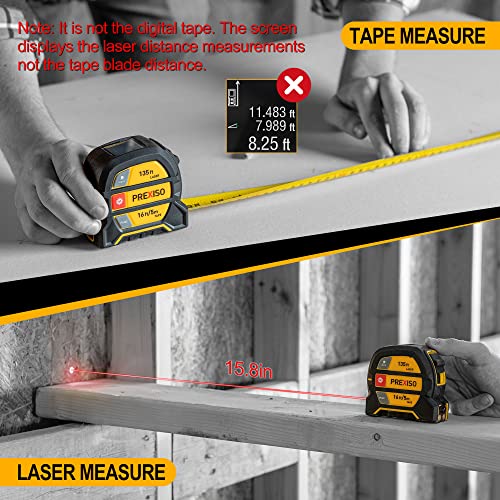 PREXISO 2in1 Laser Tape Measure, 135Ft Rechargeable Measurement Tool