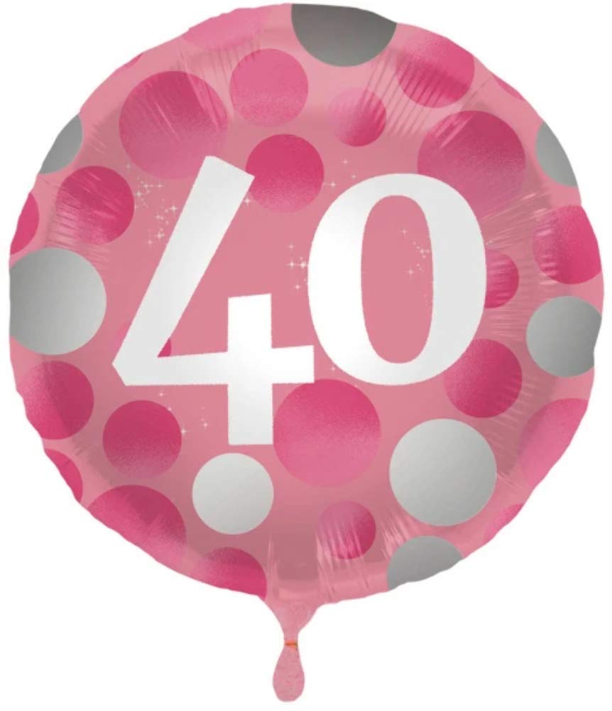 Folat 68640 Glossy Foil Balloon Pink 40 Years