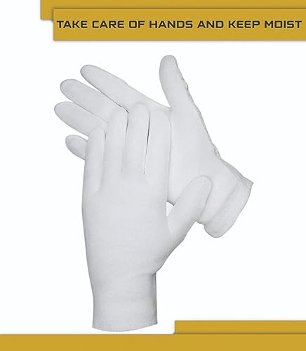 DOVORTEX 12 Pcs White Cotton Gloves| Cotton Gloves for Eczema