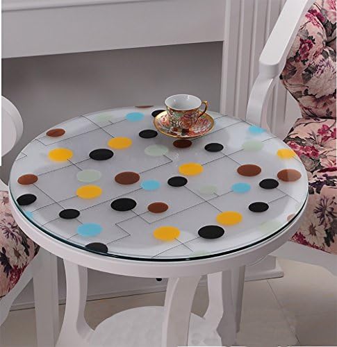 Yanglovele Round Custom Waterproof PVC Protector for Table/Desk Table Pads Table Covers With Multi Size Tablecloth Protector (43", Dot)