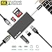 USB C Hub, IVYOCK USB-C Adapter with Type C Charging Port, 4K HDMI Output, SDHC SDXC/Micro SD Card Reader, 3 USB 3.0 Ports for MacBook,Pixelbook,HP Spectre and More Type-C Devices - Space Gray