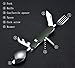 HIKENTURE 6-in-1 Camping Utensil Stainless Steel Fork Knife Spoon Bottle Opener Travel Cutlery Hobo Set with Storage Case (Green New)