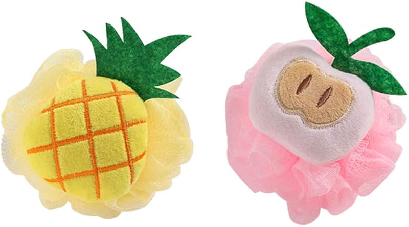 Omenluck 2Pcs Mesh Bath Ball Scrubber Loofah Shower Sponge Back Mud Exfoliating