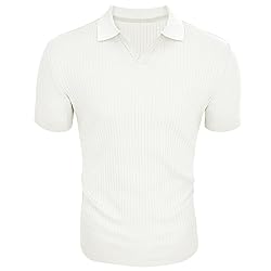 Gnvviwl Men's Muscle V Neck Polo Shirts Slim Fit