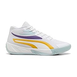 PUMA Men's Court Pro Basketball Shoes, White-Yellow