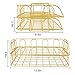 Superbpag Set of 2 Office Supplies Metal Stackable Document Organizer Office Desktop File Paper Holder Book Storage Rack, Gold