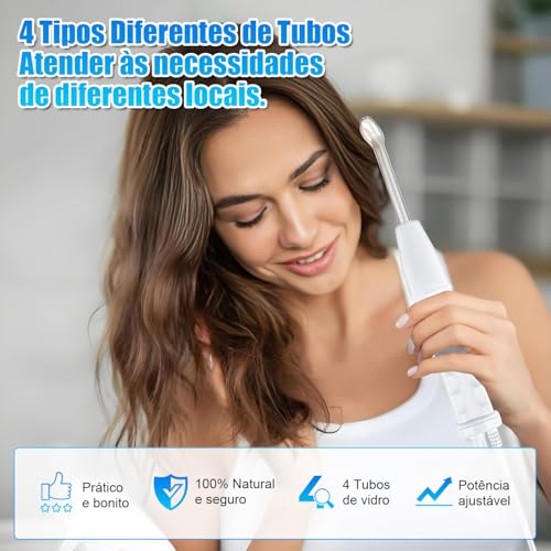 Aparelho Alta Frequência Estética Portátil, Aparelho de Alta Frequência Facial e Capilar com 4 Eletrodos, Kit de Alta Frequência para Tratamentos Faciais e Capilares