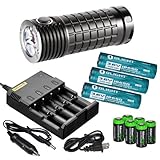 Olight SR MINI Intimidator II 3200 Lumen Cree LED diffused Flashlight, Nitecore i4 home/car intelligent Charger, three Olight 18650 3400mAh Li-ion rechargeable batteries and six EdisonBright CR123A Lithium Batteries bundle
