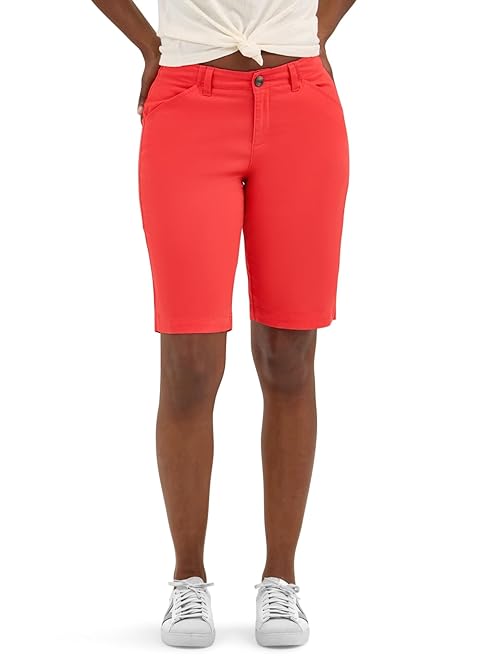 Lee Women's Legendary 9" Chino Bermuda Short, Sunset Red