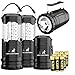 MalloMe 2-in-1 LED Camping Lantern & Flashlight with 12 AA Batteries - Survival Kit Gear for Emergency, Hurricane, Storm, Outage (Black, Collapsible), 4 Pack