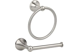 Ntipox Brushed Nickel Toilet Paper Holder Antique Wall Mount,Towel Ring,Toilet Tissue Roll Holder and Hand Towel Holder Set f