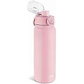 GOPPUS Insulated Water Bottle 20oz Stainless Steel BPA-Free Sports Bottle Ideal for School and Travel Silicone Spout Lid Prevents Leaks, Sweat, and Dust (Soot powder)