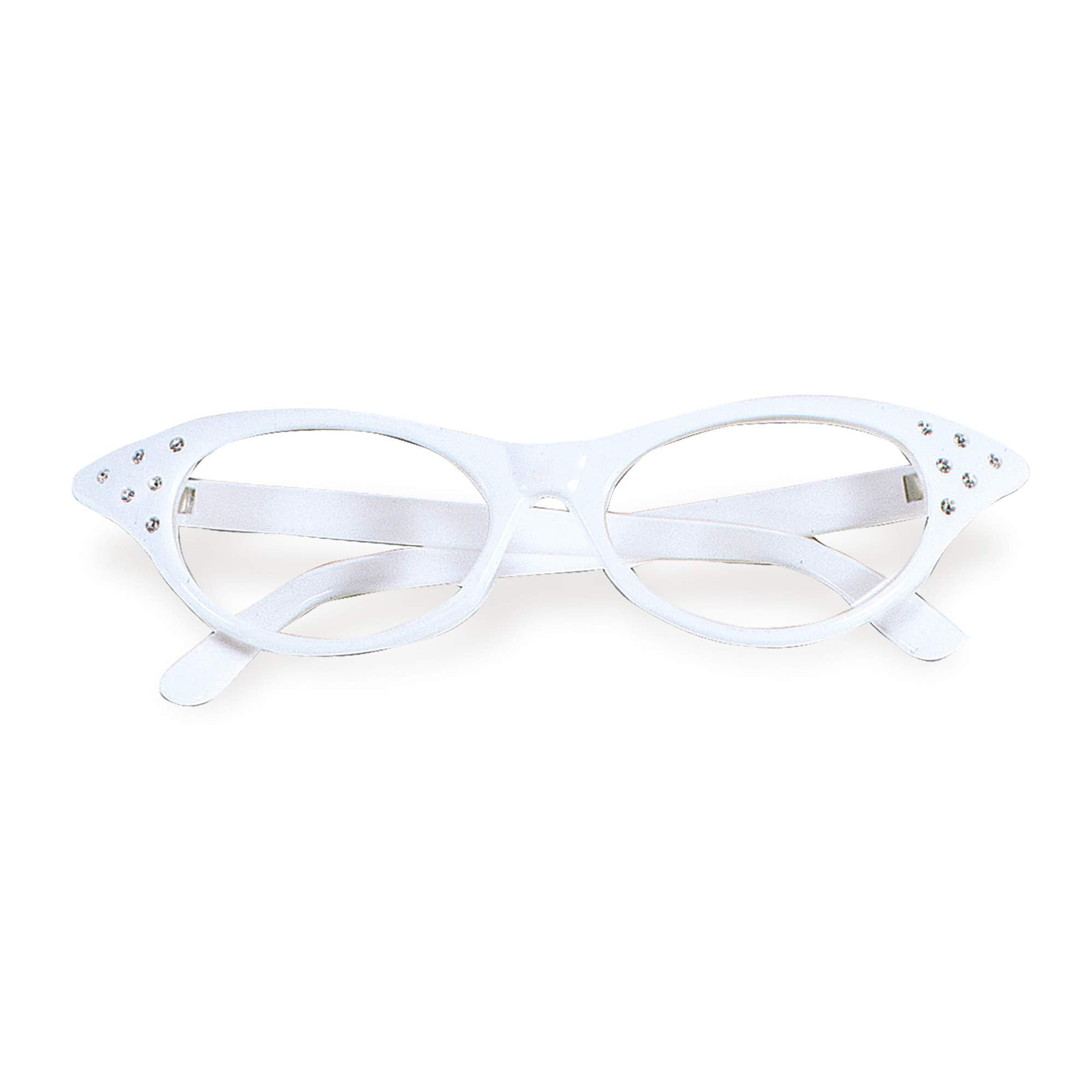 WIDMANN 96672-50s Glasses with Rhinestones, Adult Woman, College, Rock'n'Roll, Carnival, Theme Parties, White Color