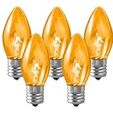 25 Bulbs C9 - Amber Transparent - Triple Dipped - 7 Watt - Intermediate Base - Christmas Lights - HLS C9TDAMB