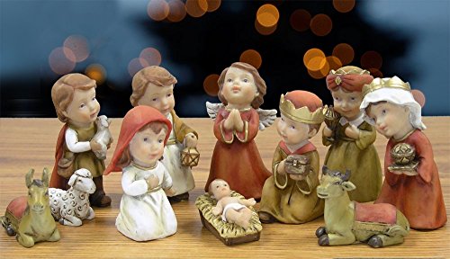 BANBERRY DESIGNS Nativity Figurine Set of 11 Polystone Children Figures 1