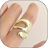 Stringex Chunky Geometric Open Statement Rings for Women 14K Gold Hollow Teardrop Dome Finger Rings Party Minimalist Anniversary Thumb Hand Jewelry Gift