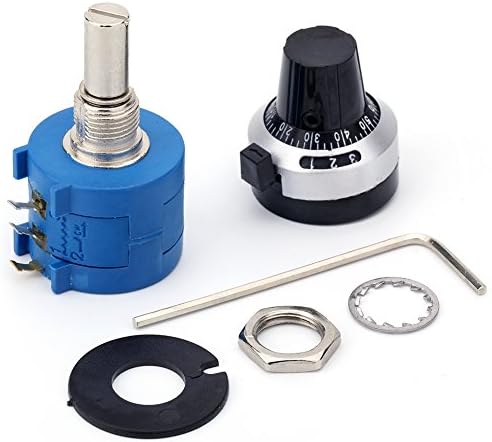 JANSANE 10 Turn Potentiometer 10K Ohm 2w Wirewound Multiturn Adjustable Precision with Rotary Dial Knob 6mm Shaft
