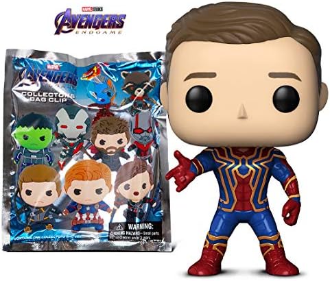Warp Gadgets Avengers Bundle - Funko POP Iron Spider Unmasked Box Lunch Exclusive and Endgame Keychain Blind Bag - Collectible Figures (2 Items)