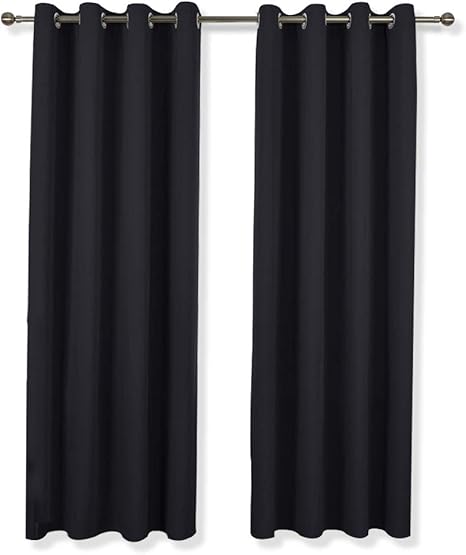 Nicetown Sun Blocking Curtain Panels Black Heavy Duty Thermal