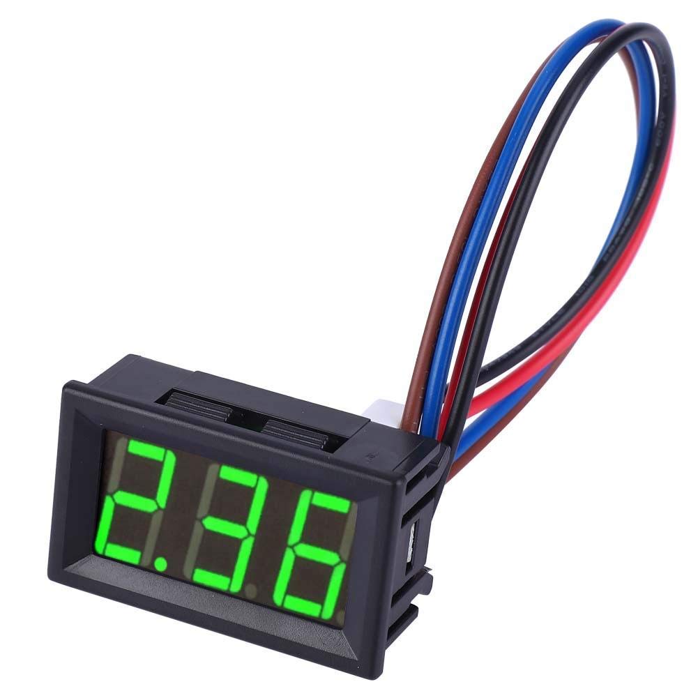 Digital DC Current Ammeter Two-Cable High Precision Mini LED Panel 0-10A (with Overcurrent Protection)(Green)