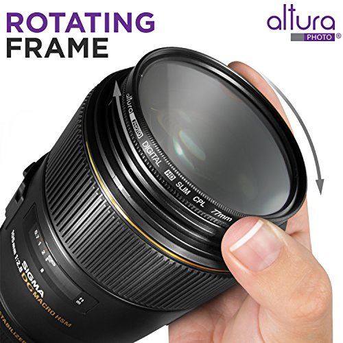 image for Altura Photo 77mm CPL Circular Polarizer Glass Filter, Slim Design w/R