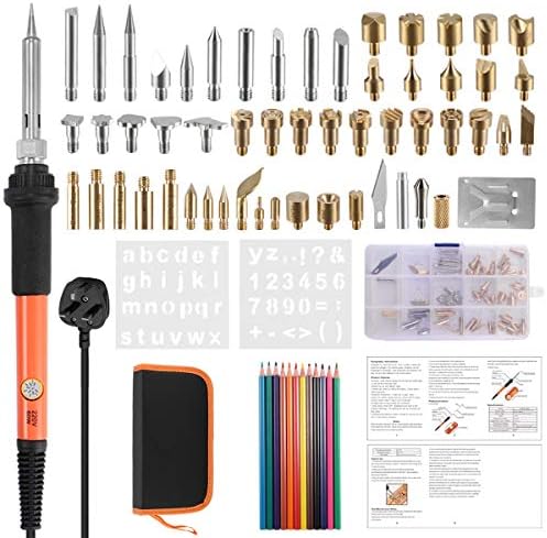 Prenine 71pcs Electric Soldering Irons, 60W Adjustable Temperature Engraving Soldering Irons Wood Burning Kit Pyrography Pen Wood Burner Tools with Storage Bag