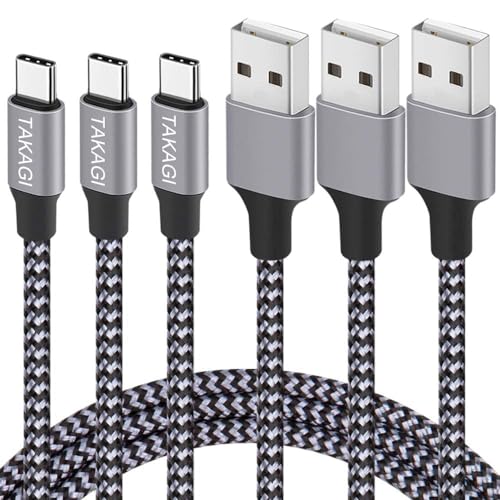 Photo 1 of TAKAGI USB to USB C Cable (3Pack 6ft) USB A to Type C Cable Fast Charging Nylon Braided Data Sync Transfer Cord USB C Charger for iPhone 16 Pro Max/16 Plus/15 Pro Max/15 Plus/Galaxy S20 S10 Note 20