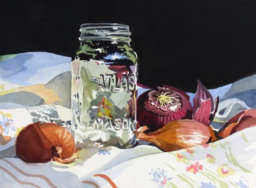 Mason Jar and Onions, Giclee Print of Kitchen Still Life, Various Sizes