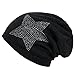 DJT Unisex Star Rhinestone Cotton Beanie Skull Cap Black