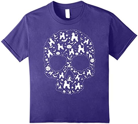 Kids Pooch Sugar Skull T-shirt cute Poodle Dog 8 Purple