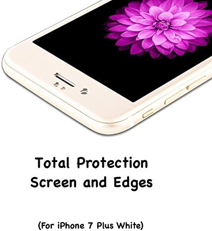 iphone 7 plus Screen Protector Tempered Glass Anti-Scratch Crystal Clear Bubble Free 9H 3D (White 4D-iPhone 7 Plus)