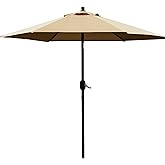 Sunnyglade 7.5' Patio Umbrella Outdoor Table Market Umbrella with Push Button Tilt/Crank, 6 Ribs (Tan)