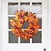 Valdler 22 Inch LED Winter Front Door Decorative Wreath with Maple Leaf,Pumpkin, Pinecone,Red Berries Garland