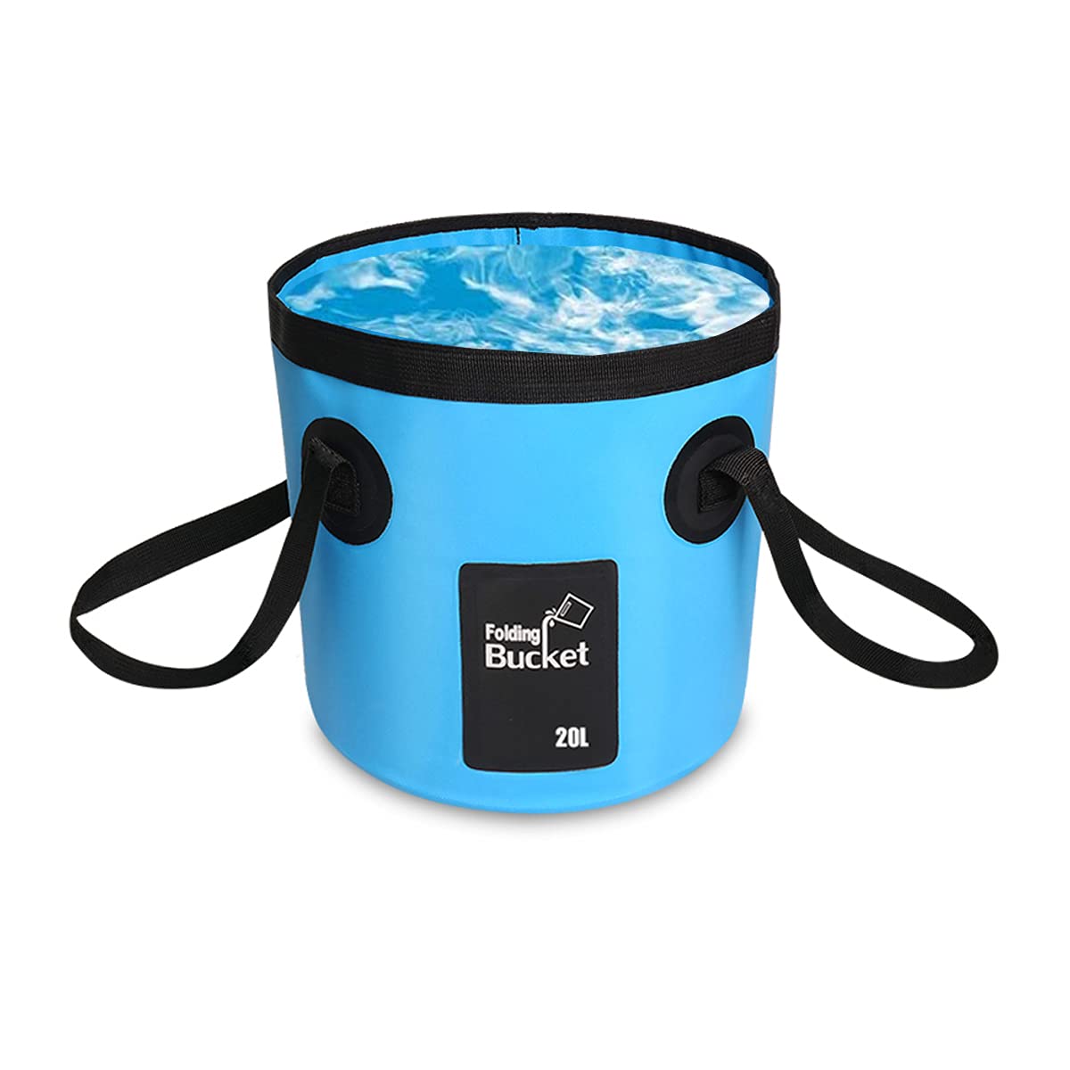 Folding Water Bucket, 20L Portable Collapsible Bucket Water Carrier Storage Wash Bin Camping Storage Container for Traveling Hiking Fishing Boating Gardening Car Washing(Blue)
