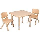 Flash Furniture 24" Square Natural Plastic Height
