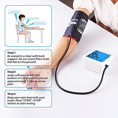 MIBEST Blood Pressure Monitor - Large LED Display Blood Pressure Tester - 9.4"- 12.6" BP Monitor Machine - Blood Pressure Gauge Kit with Memory - Thumbnail 4