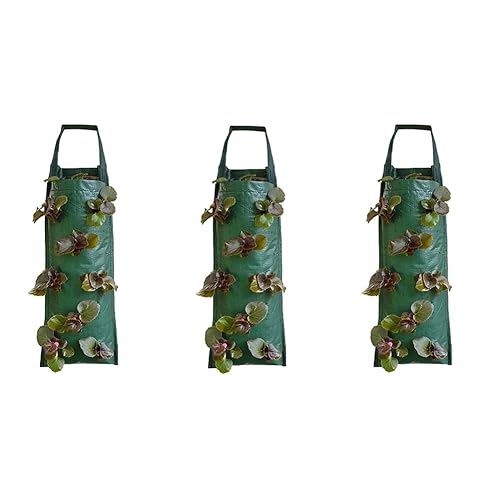 Exqufood 3PCS Breathable Hanging Planter Grow Bag Strawberry Grow Bag Flower Grow Bags Potato Grow Bags Plant Grow Bags A