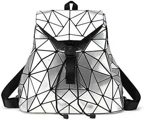 Women's Geometric Backpack Lingge Reflective Shoulder Bag Shard Lattice Luminous Rucksack